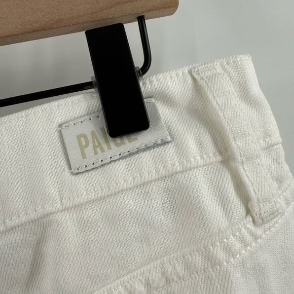 Paige Denim Aideen Skirt SZ 30 White Jean Cotton Lyocell Distress Raw Hem Button - Picture 9 of 16
